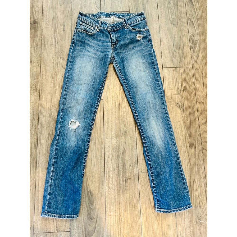 Levi's Women's Straight Leg Jeans - Blue Distressed Denim